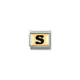 Nomination Composable Classic SCHWARZE BUCHSTABEN Edelstahl und 18K-Gold (19_S)